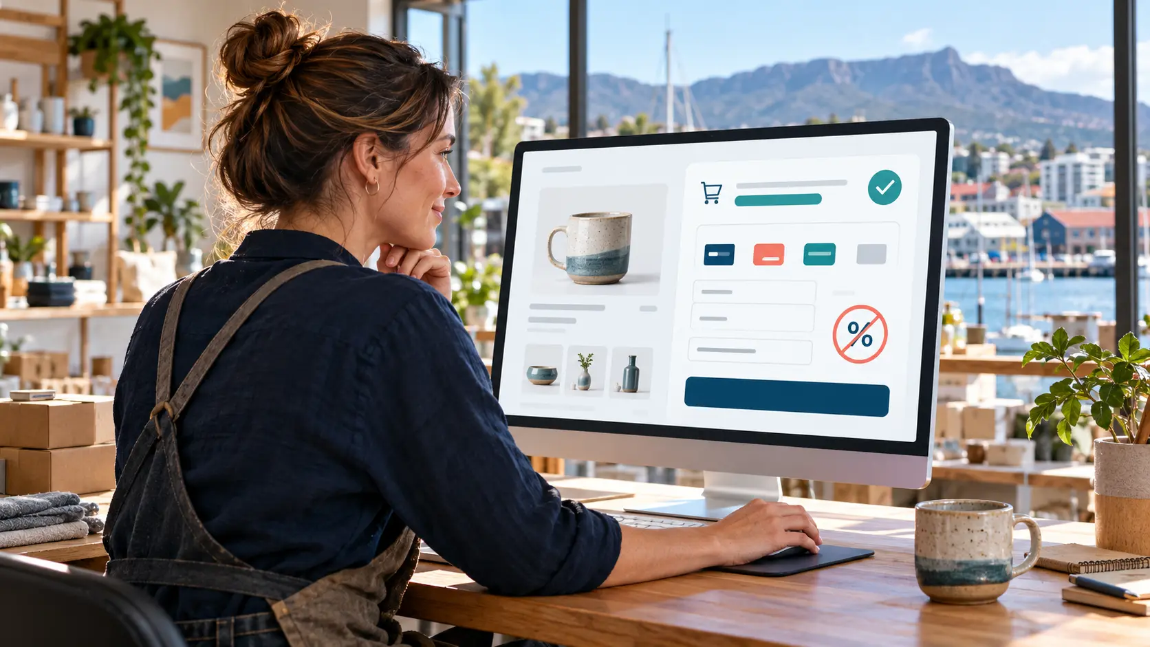Hobart small business owner checking an online checkout after Australia’s card surcharge rule change