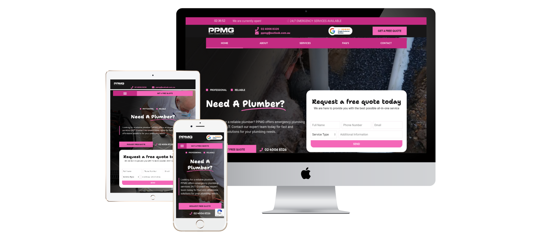 Responsive website displayed on devices for accessible Hobart business contact forms