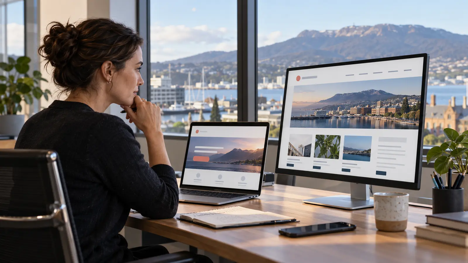 Hobart business owner comparing a focused landing page with a full multi-page website