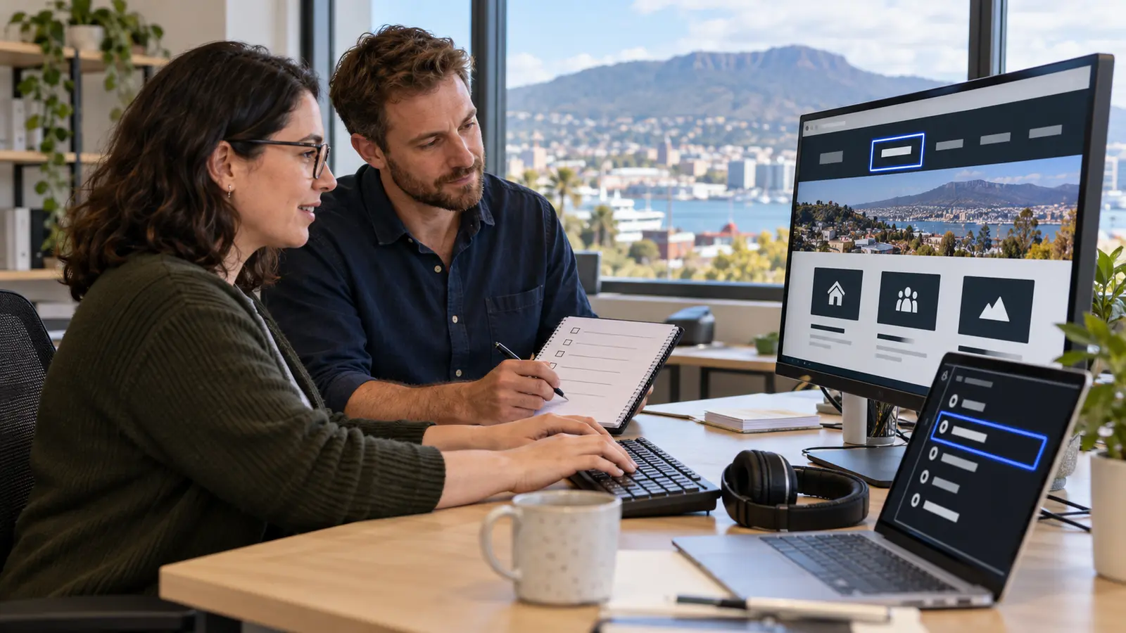 Accessibility specialist and Hobart business owner testing a website with keyboard navigation