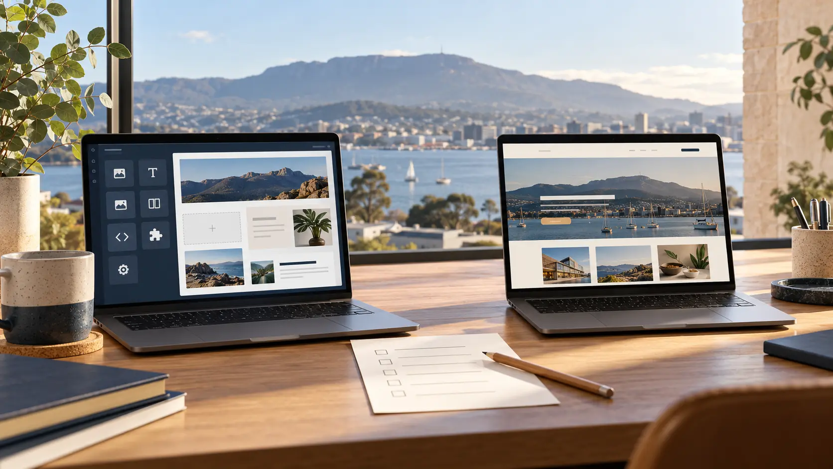 WordPress and Squarespace website options compared for a Hobart small business
